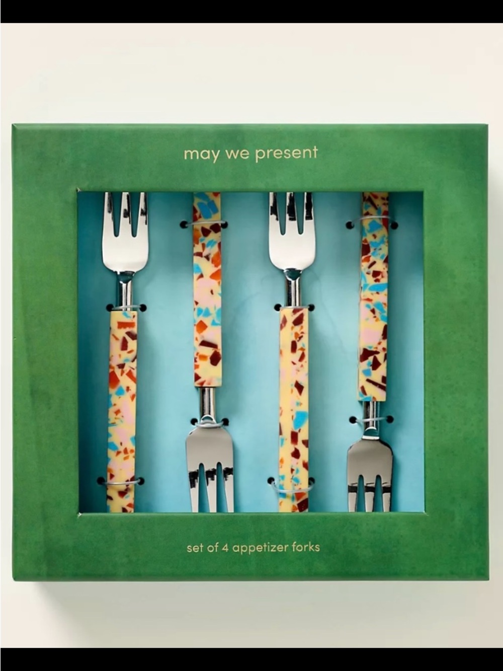 Anthropologie Multicolor Terrazzo Pattern Appetizer Forks - Set of 4